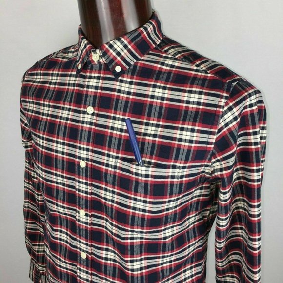 Fossil Mens M Plaid Button Down Shirt Long Sleeve Cotton - Picture 2 of 9